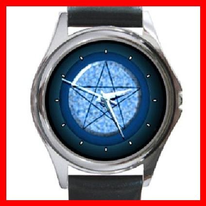 Wicca Pentagram Pentacle Round Metal Wrist Watch Unisex 127