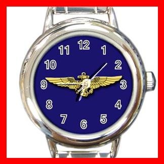 Blue Naval Aviator Wings Heart Charm Wrist Watch Amy
