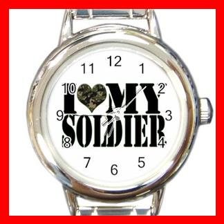 I Love My Soldiers Amy Round Italian Charm Wrist Watch