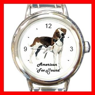 Cute American Fox Hound Pet Dog Animal Round Italian Charm Wrist Watch