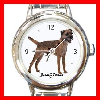 Cute Border Terrier Pet Dog Animal Round Italian Charm Wrist Watch