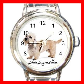 Cute Dandie Dinmont Terrier Pet Dog Animal Round Italian Charm Wrist Watch