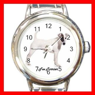 Cute Fox Terrier Pet Dog Animal Round Italian Charm Wrist Watch