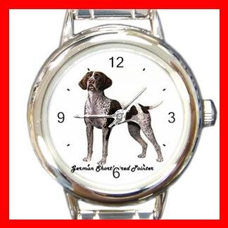 Cute German Shorthair Pointer Pet Dog Animal Round Italian Charm Wrist Watch