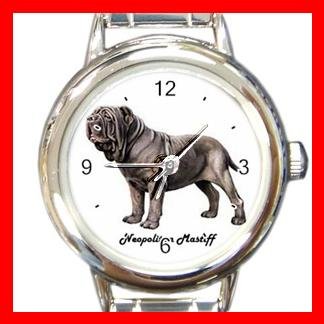 Cute Neopolitan Mastiff Pet Dog Animal Round Italian Charm Wrist Watch