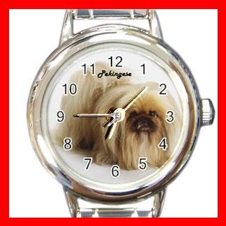 Cute Pekingese Pet Dog Animal Round Italian Charm Wrist Watch 503