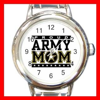 Proud Army Mom Love Mother Round Italian Charm Watch 506