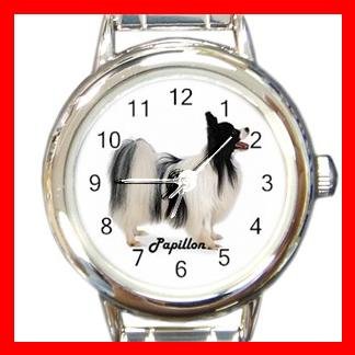 Cute Papillon Pet Dog Animal Round Italian Charm Wrist Watch 509