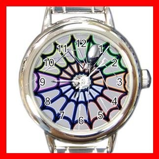 The Spider Web Halloween Round Italian Charm Wrist Watch 520