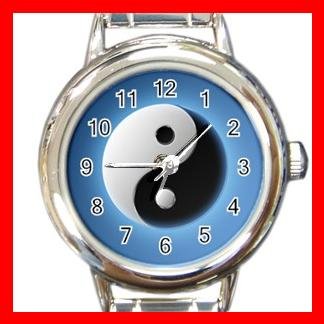 Yin Yang Fortune Symbol Round Italian Charm Wrist Watch 523