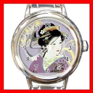 Geisha Geiko Janapese Art Round Italian Charm Wrist Watch 527