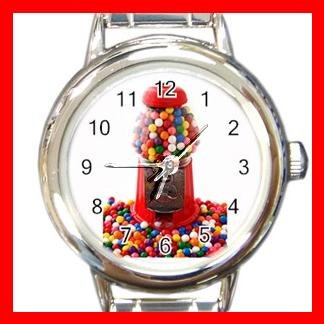 COLOR GUMBALLS GUMBALL MACHINE Candy Kids Round Italian Charm Wrist Watch 538