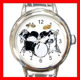 DRUM SET PERCUSSION MUSIC Round Italian Charm Wrist Watch 539