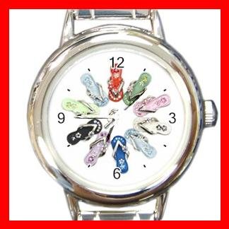 Flip-Flops Slipper Round Italian Charm Wrist Watch 541