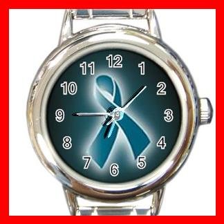 OVARIAN CANCER RIBBON Round Italian Charm Wrist Watch 543