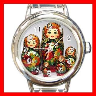 RUSSIAN NESTING DOLLS Round Italian Charm Wrist Watch 546