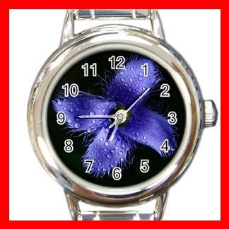 Fringed Gentian Flowers Round Italian Charm Wrist Watch 550