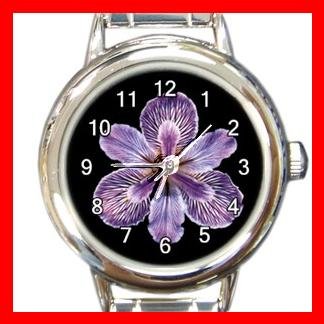 Tiger Iris Flowers Round Italian Charm Wrist Watch 551