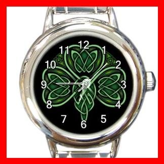 CELTIC IRISH SHAMROCK Round Italian Charm Wrist Watch 553