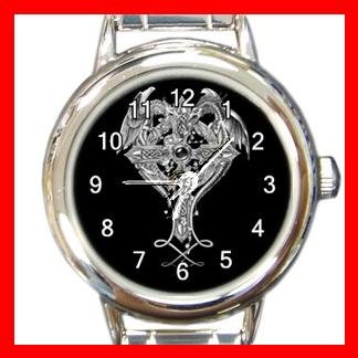 Cross Sign Dragon Myth Round Italian Charm Wrist Watch 555