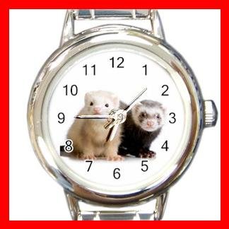 Cute Ferret Pet Animal Round Italian Charm Wrist Watch 556