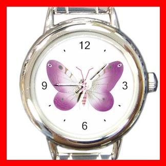 PINK BUTTERFLIES Fly Round Italian Charm Wrist Watch 559