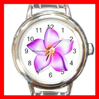 PINK FRANGIPANI Flowers Round Italian Charm Wrist Watch 560