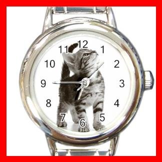 Curious Cat Pet Animal Round Italian Charm Wrist Watch 561