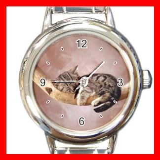 Kitten Sleeping Cat Pet Animals Hobby Round Italian Charm Wrist Watch 564