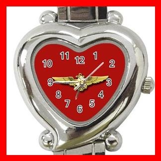 Red Marine Pilot Wings Amy Heart Italian Charm Wrist Watch 153