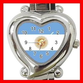 New Argentina Flag Heart Italian Charm Wrist Watch 159