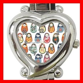RUSSIAN NESTING DOLLS ARTS Heart Italian Charm Wrist Watch 166