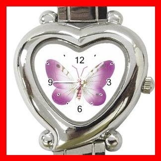 PINK BUTTERFLIES Fly Heart Italian Charm Wrist Watch 174