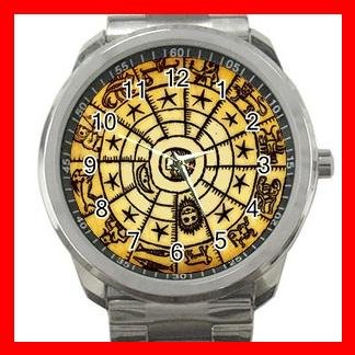 Rare Sun Tarot Astrology Silvertone Sports Metal Watch 014