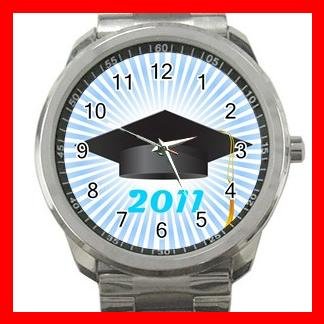 2011 Graduation Cap Students Silvertone Sports Metal Watch 016