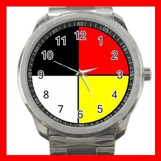 Medicine Wheel Silvertone Silvertone Sports Metal Watch 033
