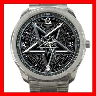 Wicca Wicca PentagramSilvertone Silvertone Sports Metal Watch 037