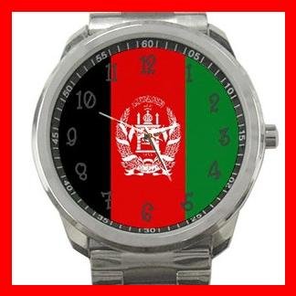 Afghanistan Flag Nation Silvertone Sports Metal Watch 051