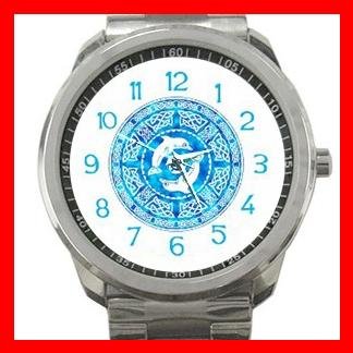 Celtic Dolphins Myth Silvertone Sports Metal Watch 053