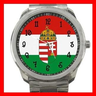 Hungary Flag Nation Silvertone Sports Metal Watch 057