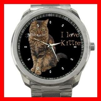 I Love Maine Coon Cat Kitten Silvertone Sports Metal Watch 061