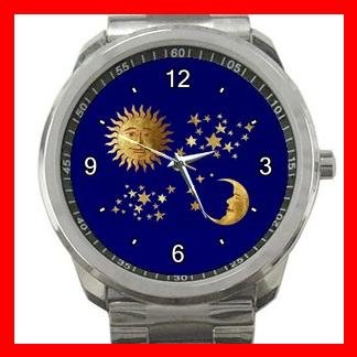 Celestial Heaven Moon Star Sun Silvertone Sports Metal Watch 065