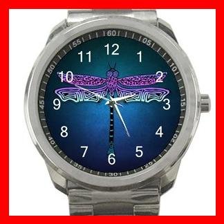 Unique Dragonfly Insect Silvertone Sports Metal Watch 066