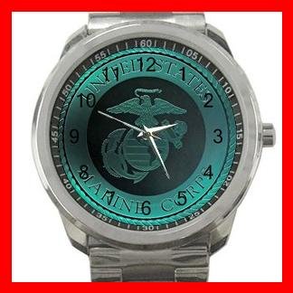 U.S Marine Corp Army Silvertone Sports Metal Watch 069