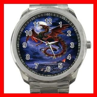 Whitby Wyrm Dragonlike Animals Silvertone Sports Metal Watch 075