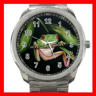 Red Eye Frog Froggy Silvertone Sports Metal Watch 076