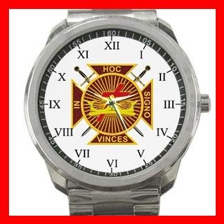 Masonic Knights Templar Silvertone Sports Metal Watch 080