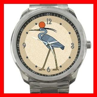 Sun Disc Benu Bird Silvertone Sports Metal Watch 082