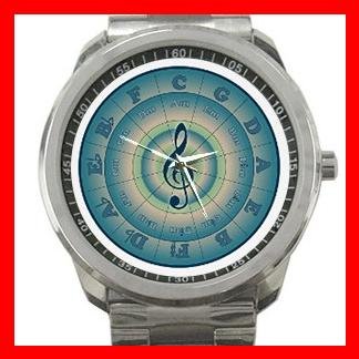 Colorful Circle of Fifths Music Fan Silvertone Sports Metal Watch 084