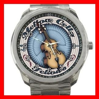 Mellow Cello Fellows Music Fan Silvertone Sports Metal Watch 085